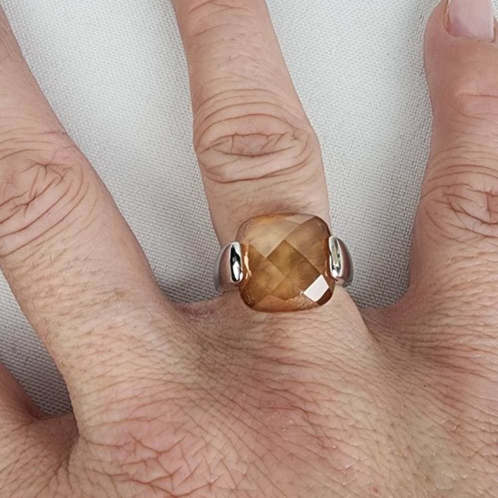 925 Sterling Silver Faceted Gem Stone Ring